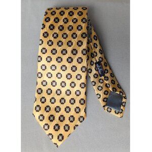 JZ Richards All Silk Jacquard Tie Floral Yellow Hand Made in USA 61" x 3 7/8"